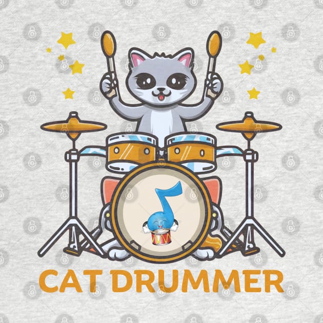 Cat Playing Drums by Inktopolis